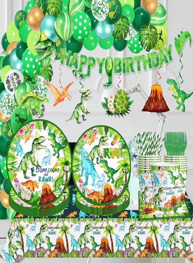 BIGKEOKI Watercolor Dinosaur Happy Birthday Banner Dinosaur Trex Banner Dinosaur Birthday Party Supplies for Boys 1st 2nd 3rd 4th 10th Dinosaur Birthday Decorations (Green) - Image 3